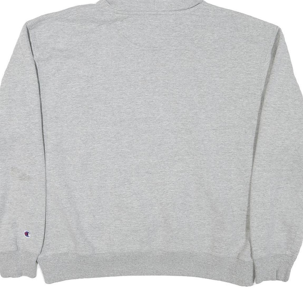 CHAMPION Mens Grey Hoodie L Cotton Blend Pullover Drawstring Casual Sweatshirt