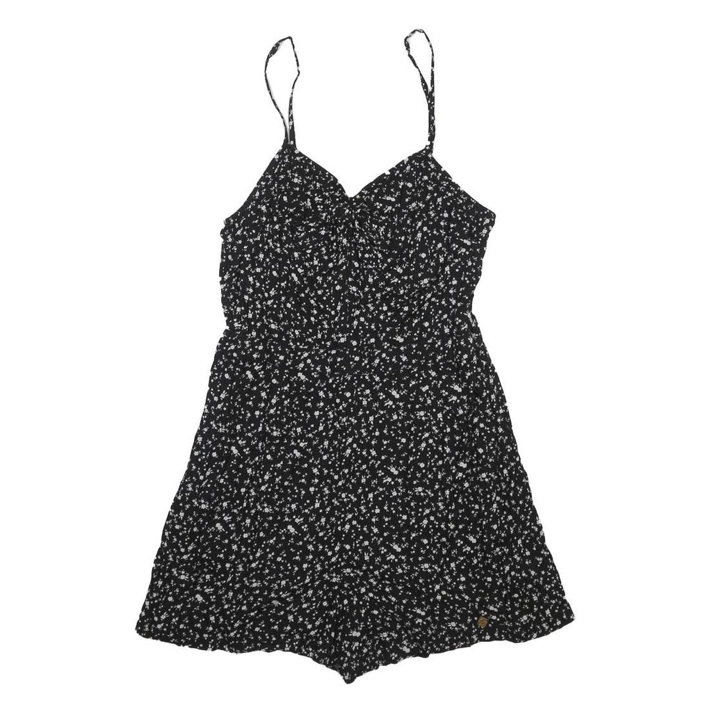 SUPERDRY Womens Black Playsuit Floral Print UK 12 Sleeveless Viscose Summer