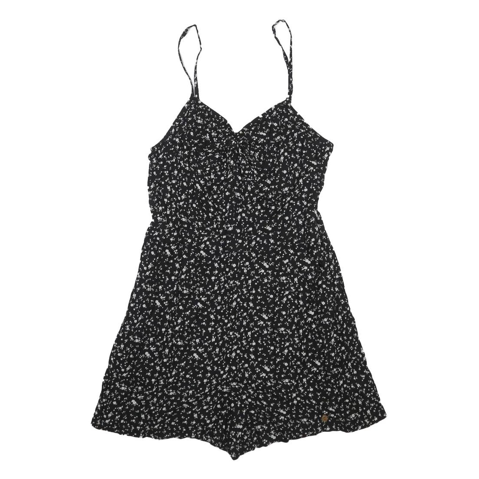 SUPERDRY Womens Black Playsuit Floral Print UK 12 Sleeveless Viscose Summer