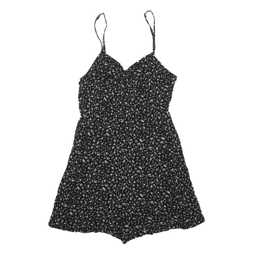 SUPERDRY Womens Black Playsuit Floral Print UK 12 Sleeveless Viscose Summer