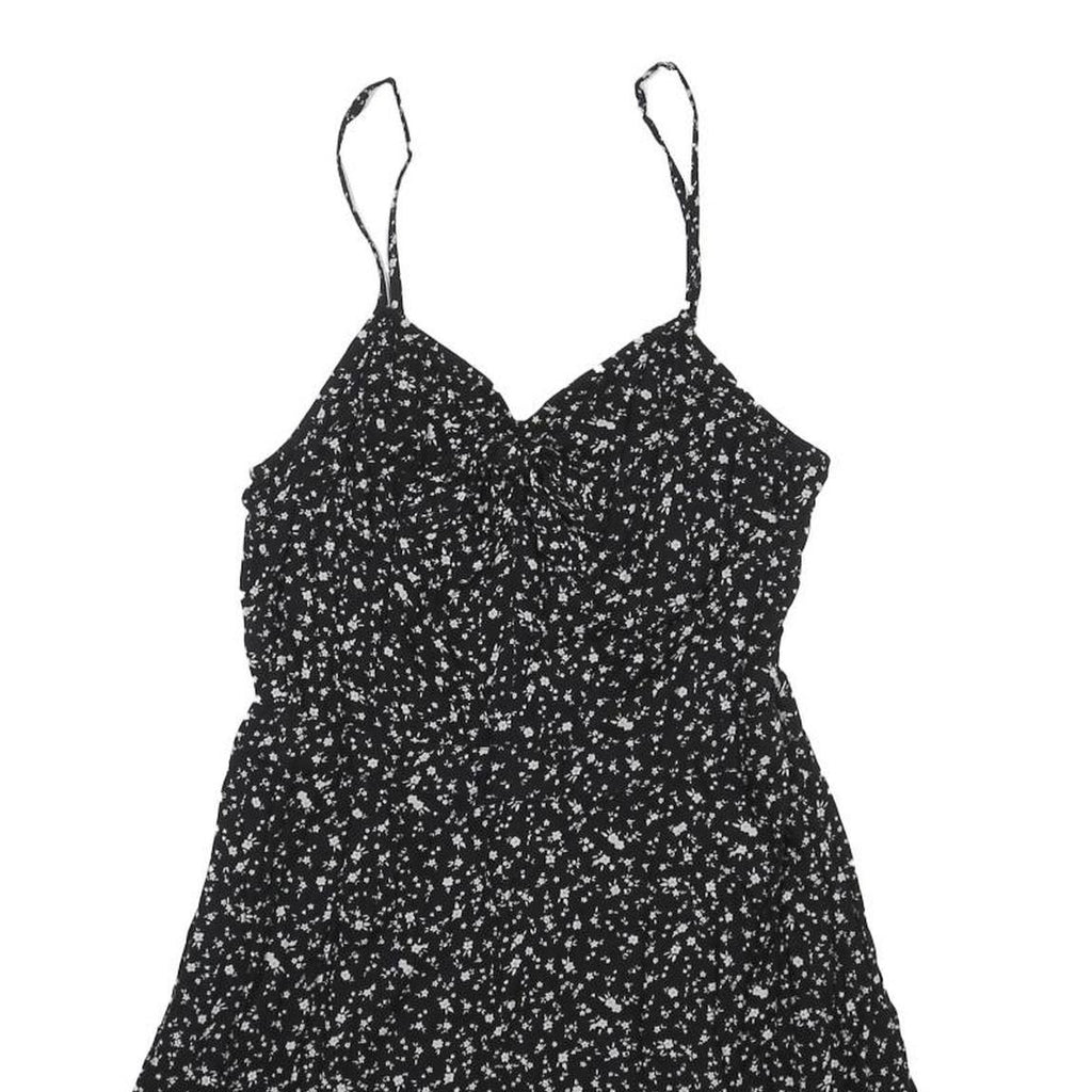 SUPERDRY Womens Black Playsuit Floral Print UK 12 Sleeveless Viscose Summer