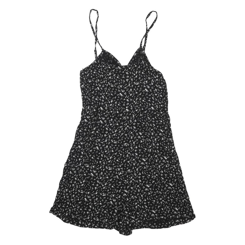 SUPERDRY Womens Black Playsuit Floral Print UK 12 Sleeveless Viscose Summer
