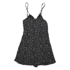 SUPERDRY Womens Black Playsuit Floral Print UK 12 Sleeveless Viscose Summer