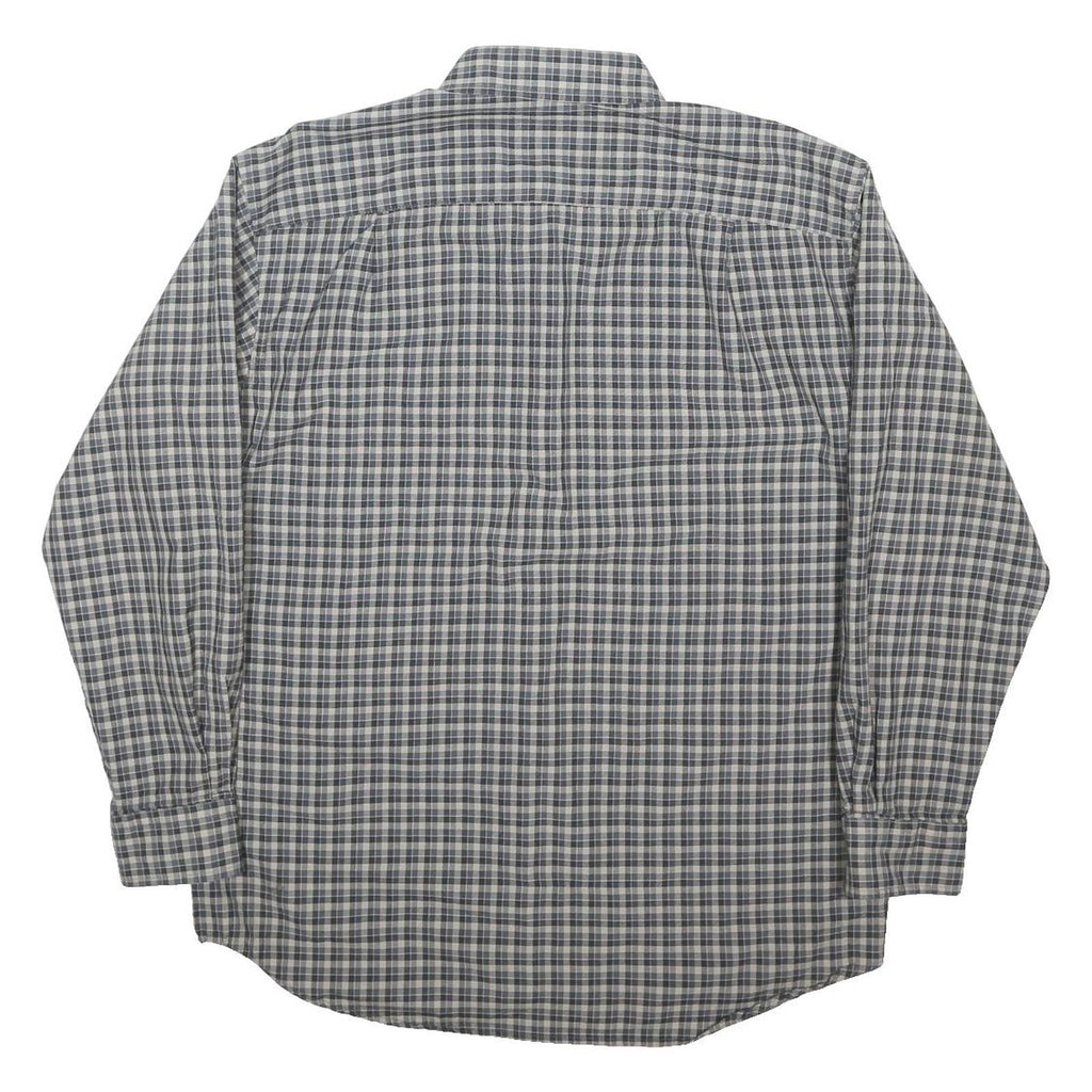 PENDLETON Mens Grey Blue Check Shirt L Cotton Blend Button Down Collar Long