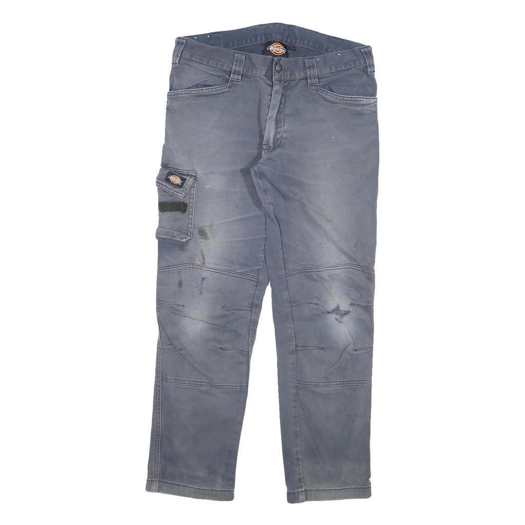 DICKIES Mens Cotton Blend Grey Relaxed Cargo Trousers W32 L28 Workwear Durable