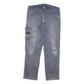 DICKIES Mens Cotton Blend Grey Relaxed Cargo Trousers W32 L28 Workwear Durable