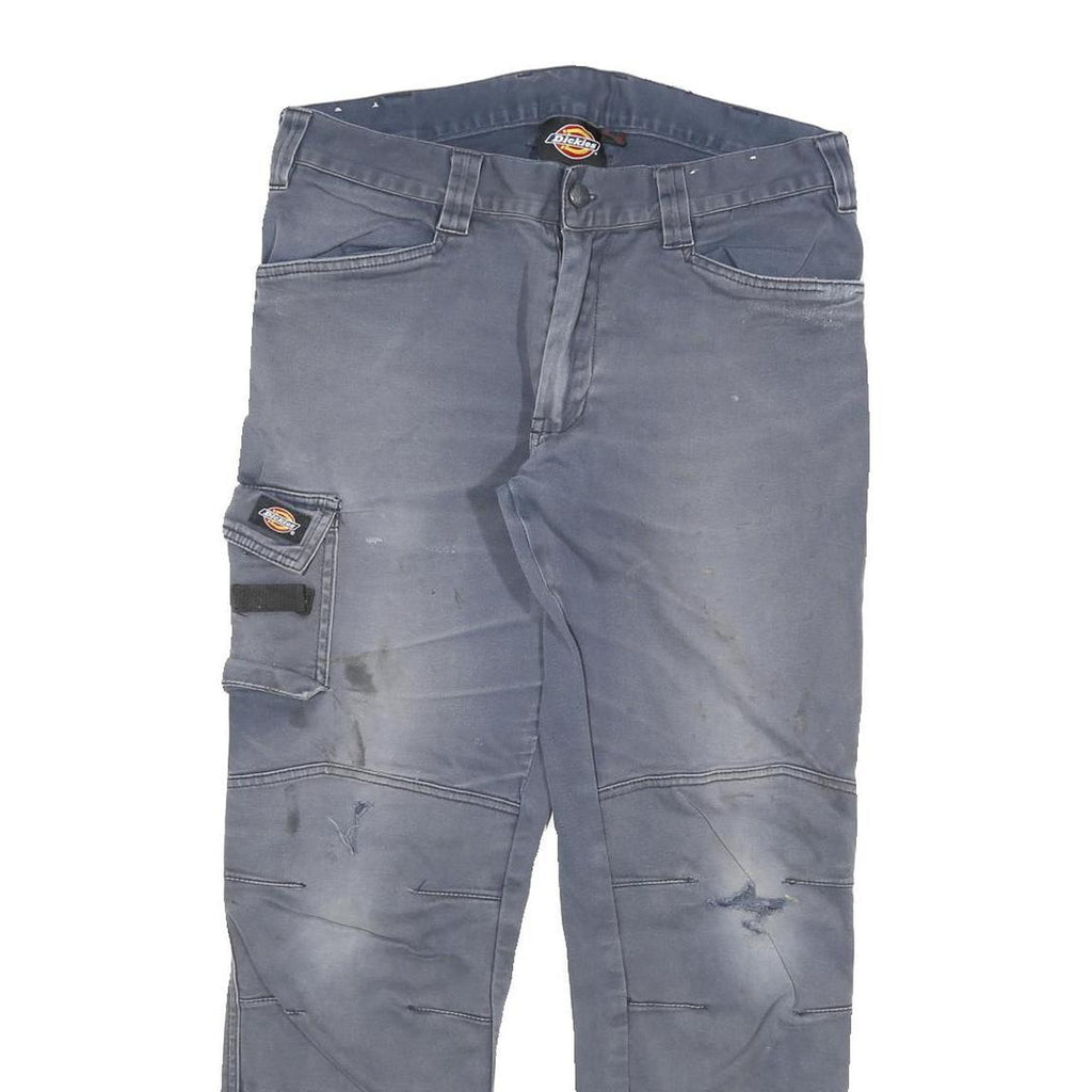 DICKIES Mens Cotton Blend Grey Relaxed Cargo Trousers W32 L28 Workwear Durable