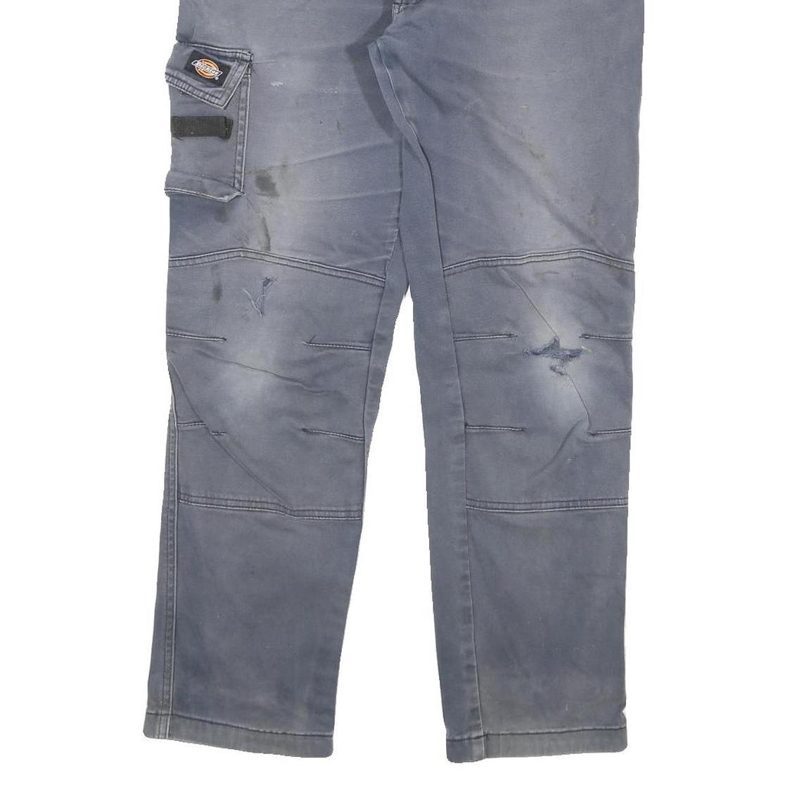 DICKIES Mens Cotton Blend Grey Relaxed Cargo Trousers W32 L28 Workwear Durable