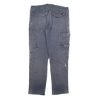 DICKIES Mens Cotton Blend Grey Relaxed Cargo Trousers W32 L28 Workwear Durable