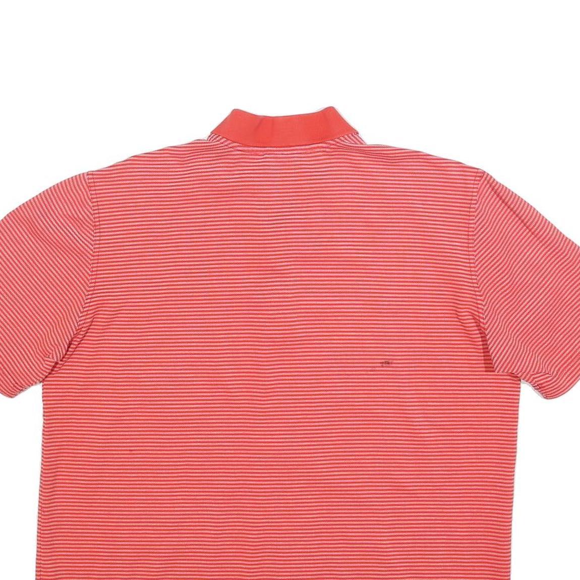 PAUL & SHARK Mens Red Striped Short Sleeve Polo Shirt L Casual Cotton Blend