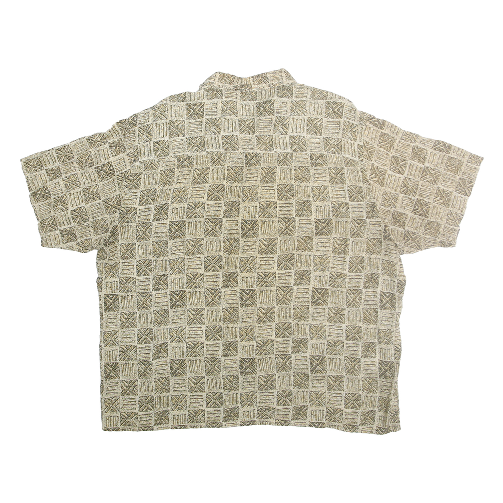 NATURAL ISSUE Mens Beige Rayon Shirt XL Lightweight Button Front Printed Relaxed