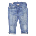 TRUE RELIGION Womens Denim Blue Patchwork Shorts S W28 Cotton Blend Casual
