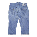 TRUE RELIGION Womens Denim Blue Patchwork Shorts S W28 Cotton Blend Casual