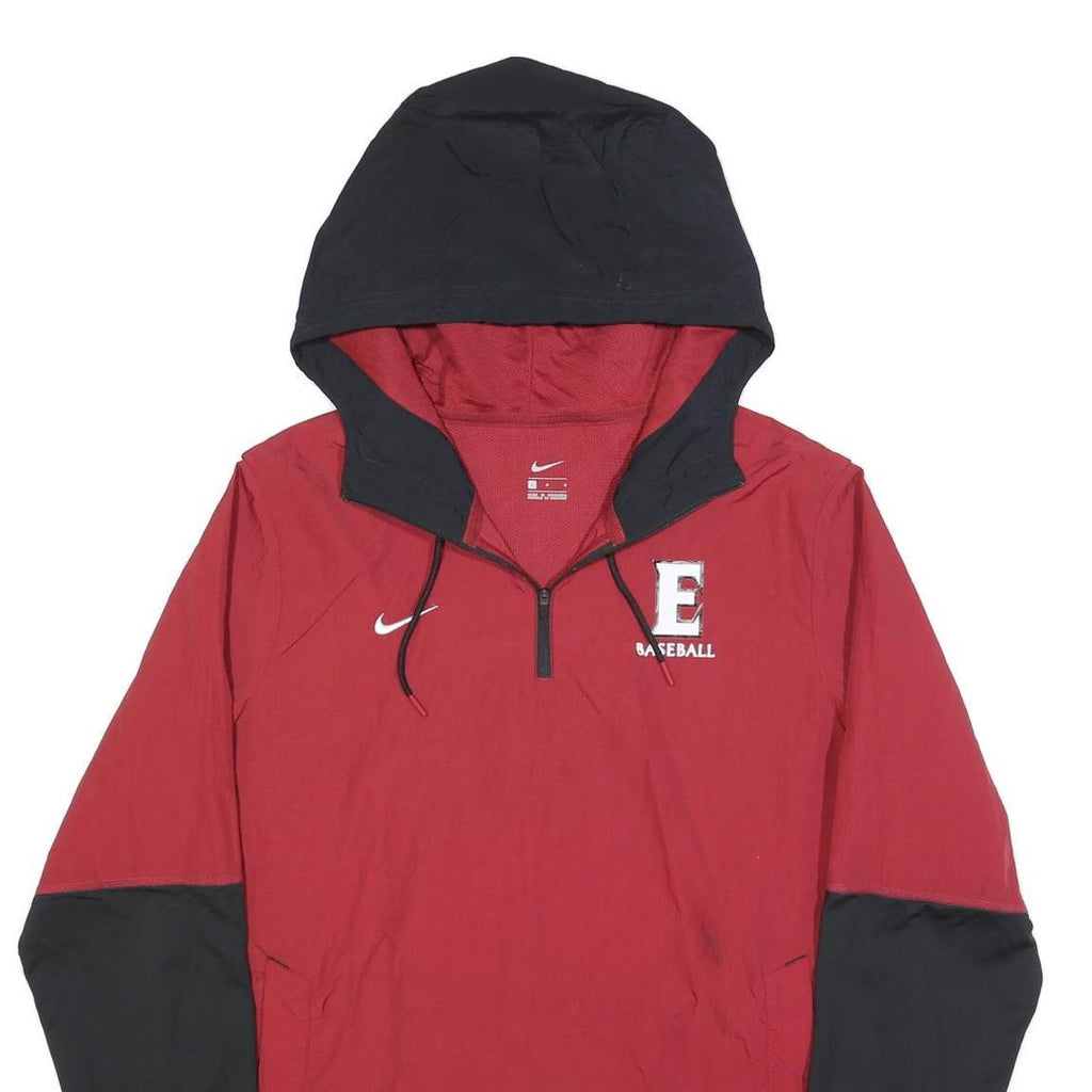 NIKE Mens Red & Black Baseball Windbreaker Jacket XL Polyester Blend Zip Hood
