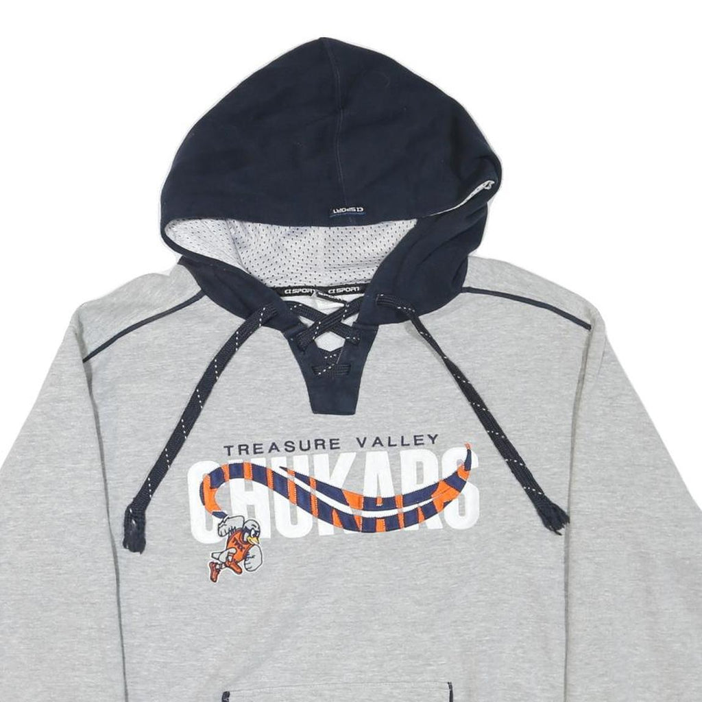 SPORT Mens Grey & Navy Treasure Valley Chukars Hoodie S Cotton Blend Sportswear