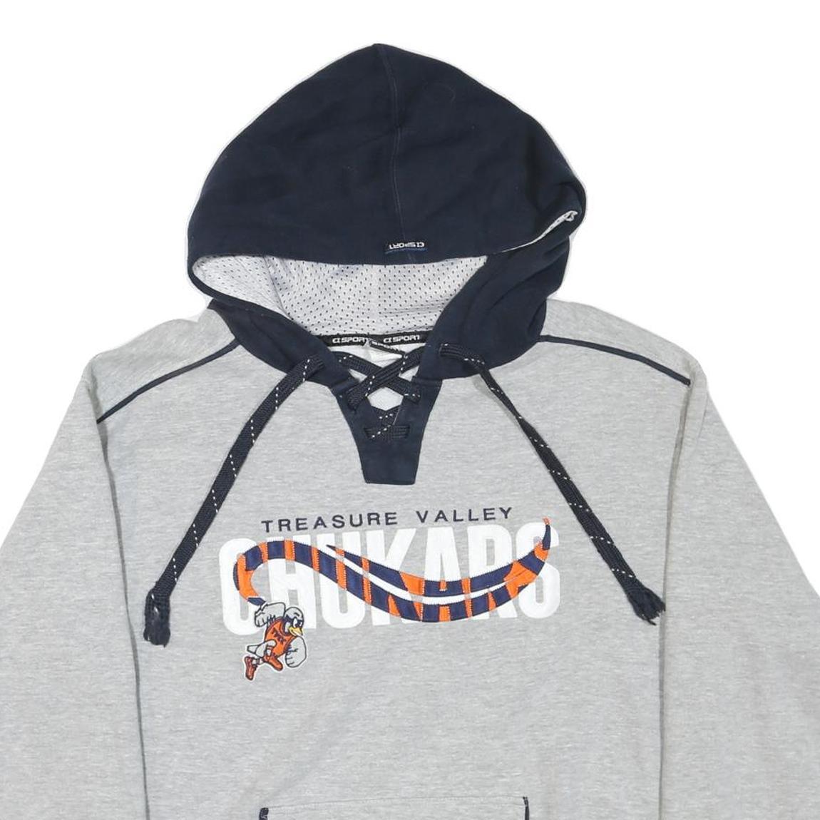 SPORT Mens Grey & Navy Treasure Valley Chukars Hoodie S Cotton Blend Sportswear