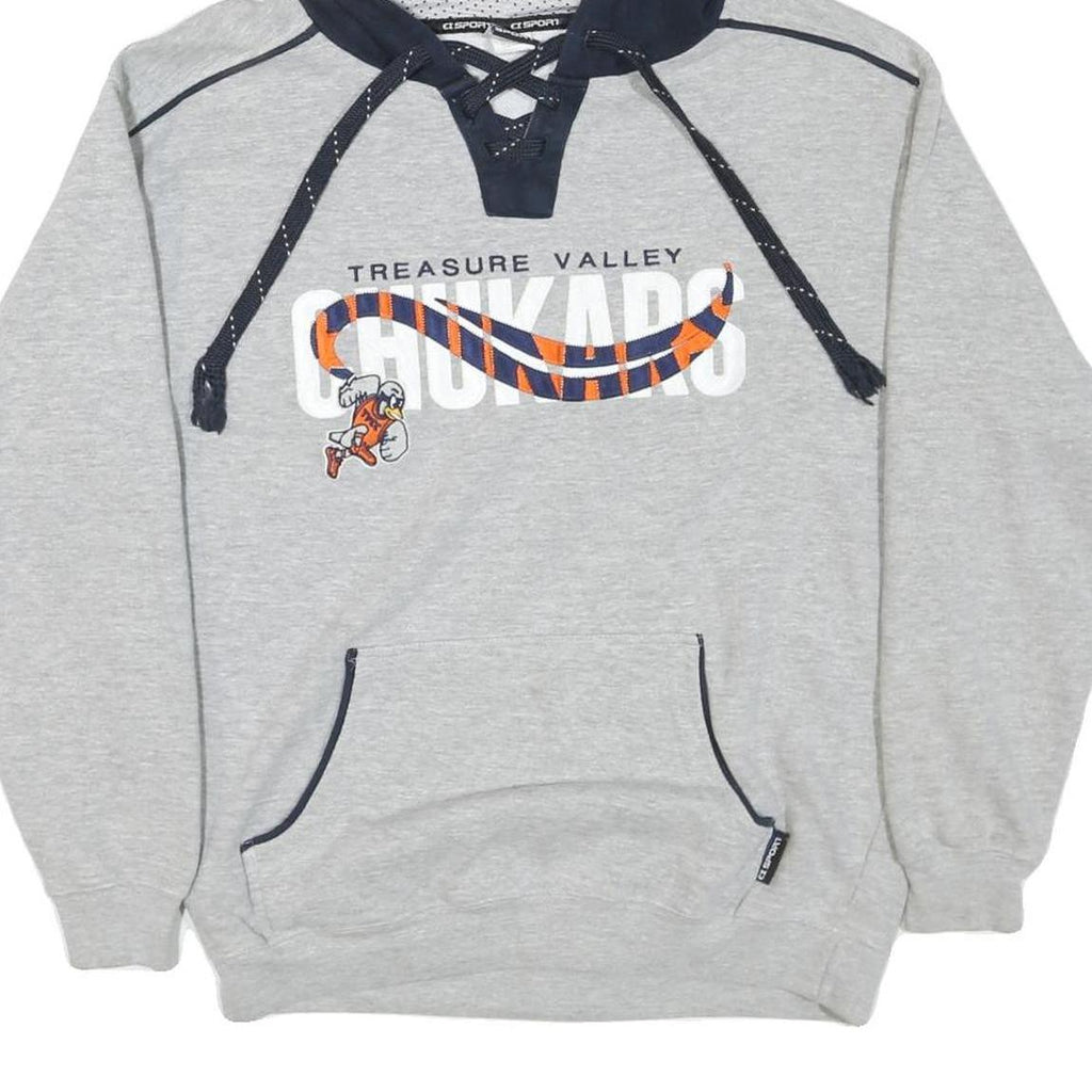 SPORT Mens Grey & Navy Treasure Valley Chukars Hoodie S Cotton Blend Sportswear