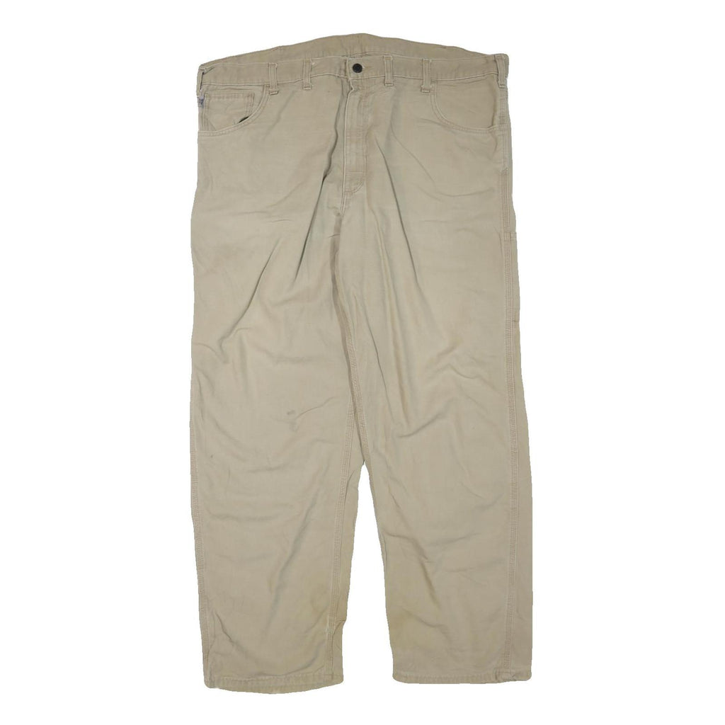 CARHARTT Mens Beige Regular Fit Cotton Blend Trousers W44 L32 Workwear Zip