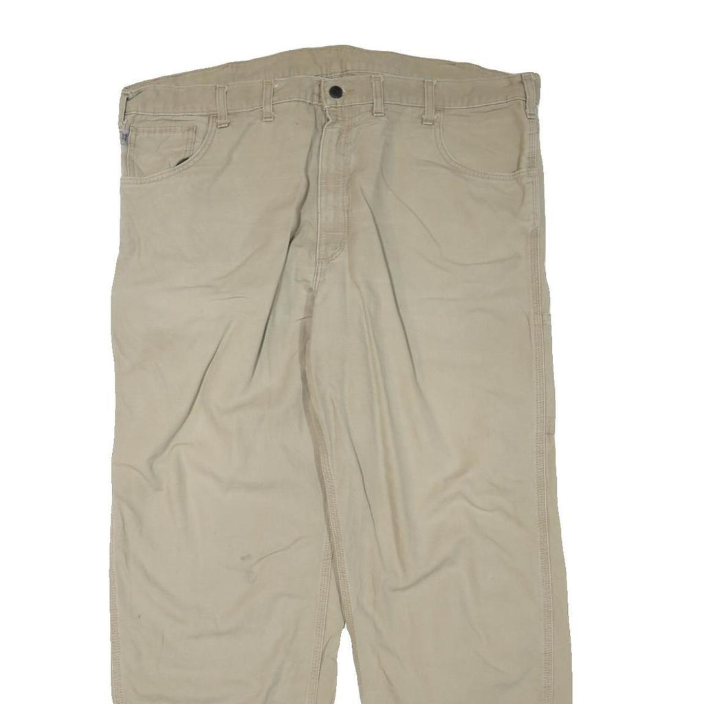 CARHARTT Mens Beige Regular Fit Cotton Blend Trousers W44 L32 Workwear Zip