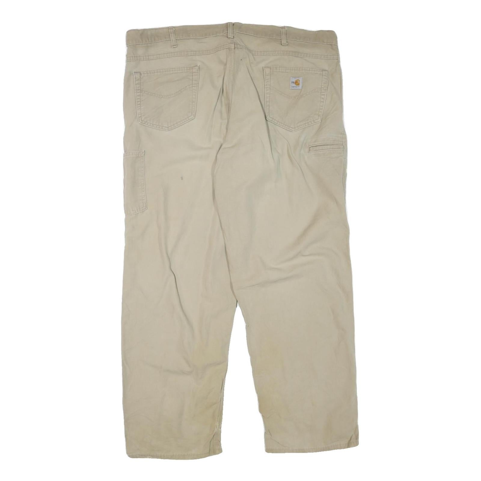 CARHARTT Mens Beige Regular Fit Cotton Blend Trousers W44 L32 Workwear Zip