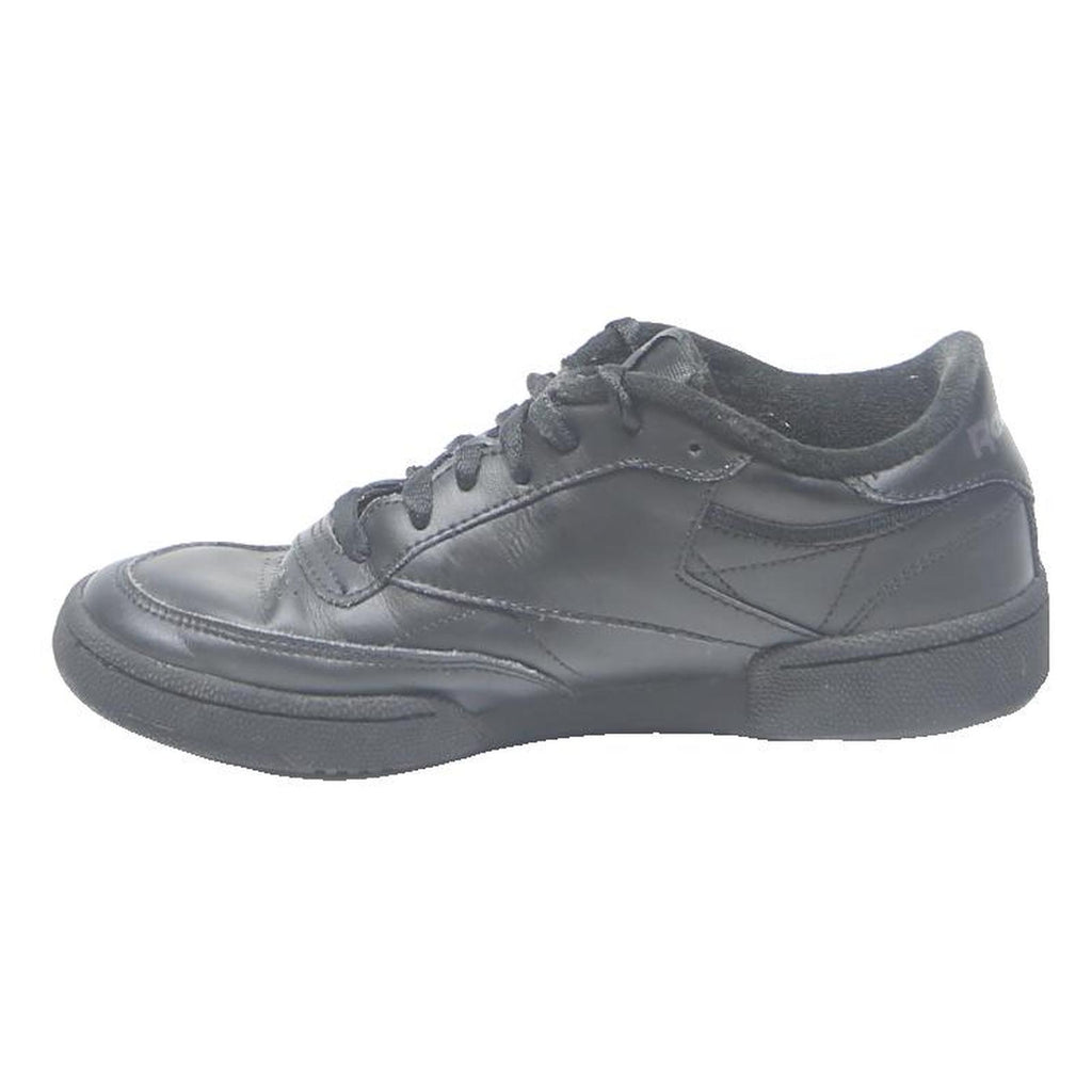 REEBOK Club C Womens Lace-Up Trainers Black Leather UK 5 Classic Style Casual