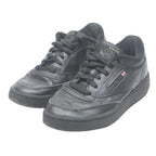 REEBOK Club C Womens Lace-Up Trainers Black Leather UK 5 Classic Style Casual