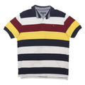 TOMMY HILFIGER Mens Navy & White Red Yellow Striped Short Sleeve Polo Shirt 2XL