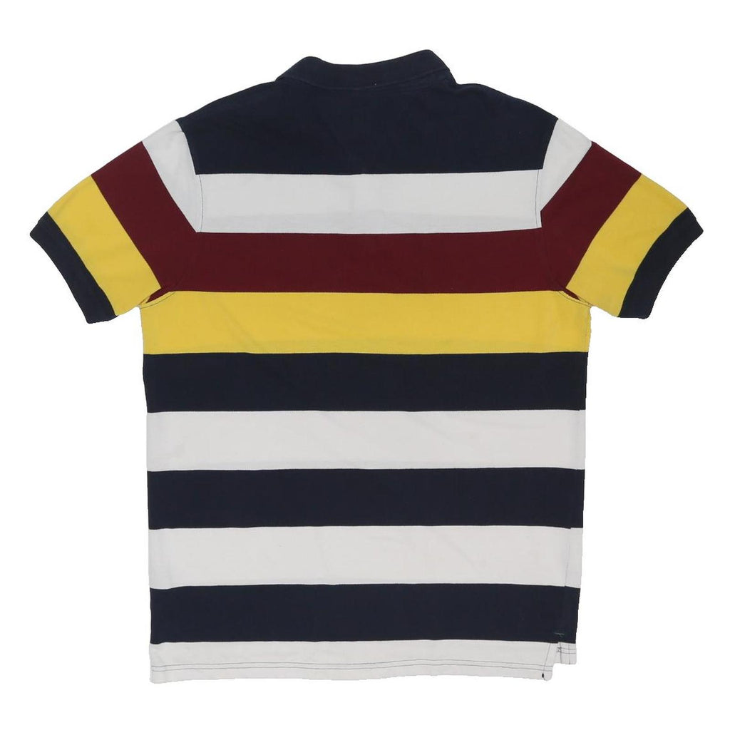 TOMMY HILFIGER Mens Navy & White Red Yellow Striped Short Sleeve Polo Shirt 2XL