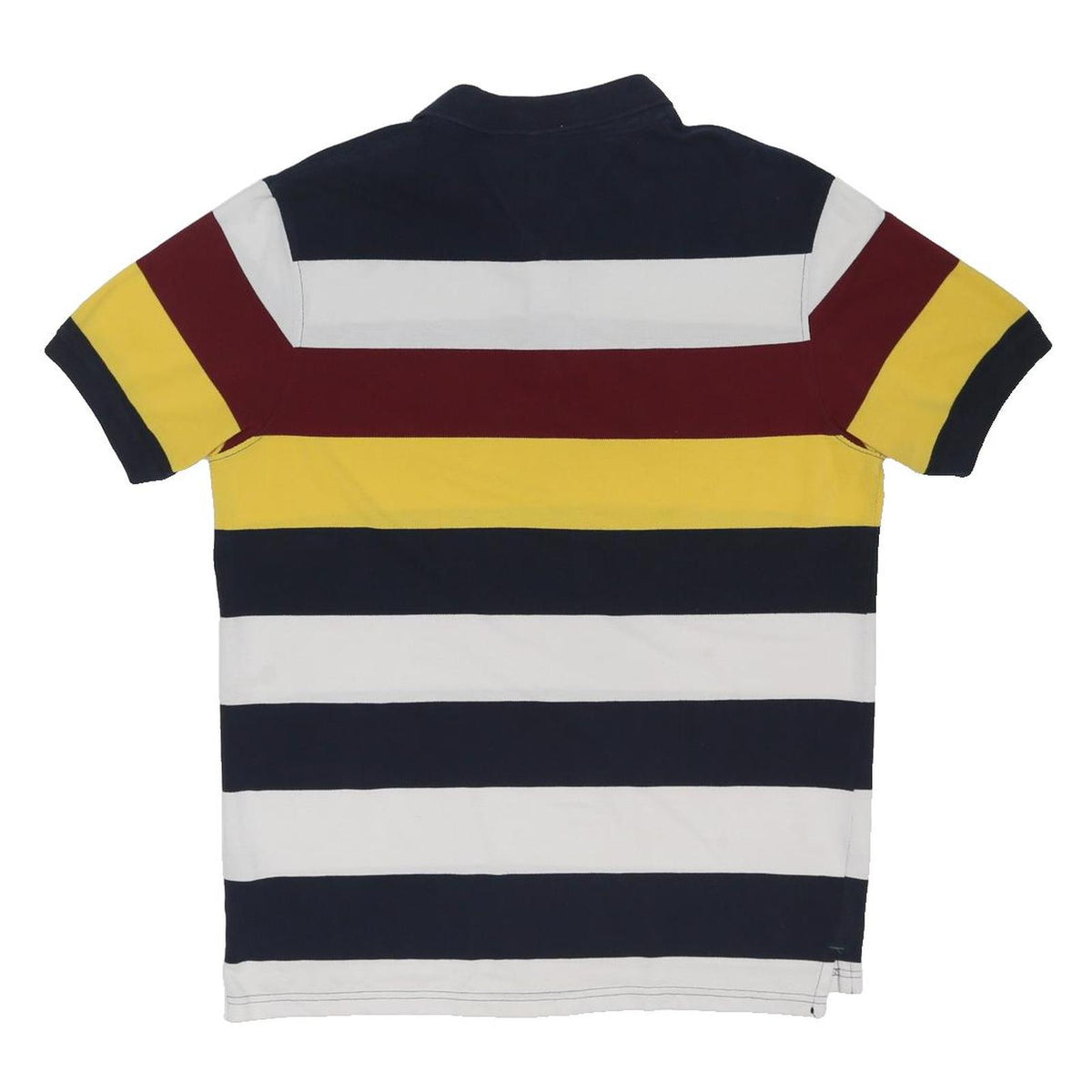 TOMMY HILFIGER Mens Navy & White Red Yellow Striped Short Sleeve Polo Shirt 2XL