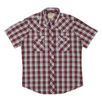 WRANGLER Mens Red & White Check Shirt L Western Casual Cotton Blend