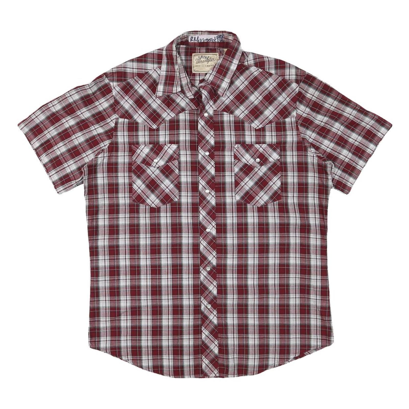WRANGLER Mens Red & White Check Shirt L Western Casual Cotton Blend