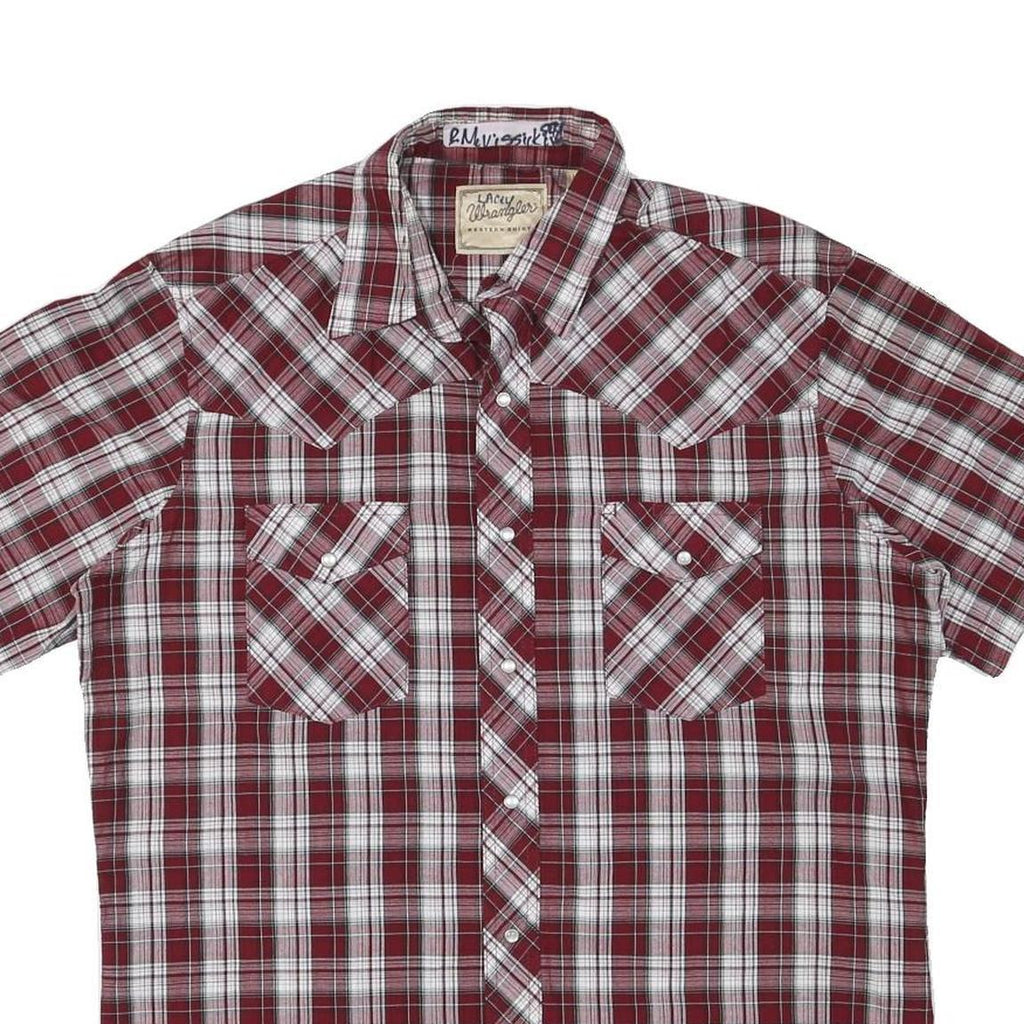 WRANGLER Mens Red & White Check Shirt L Western Casual Cotton Blend