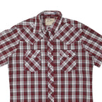 WRANGLER Mens Red & White Check Shirt L Western Casual Cotton Blend