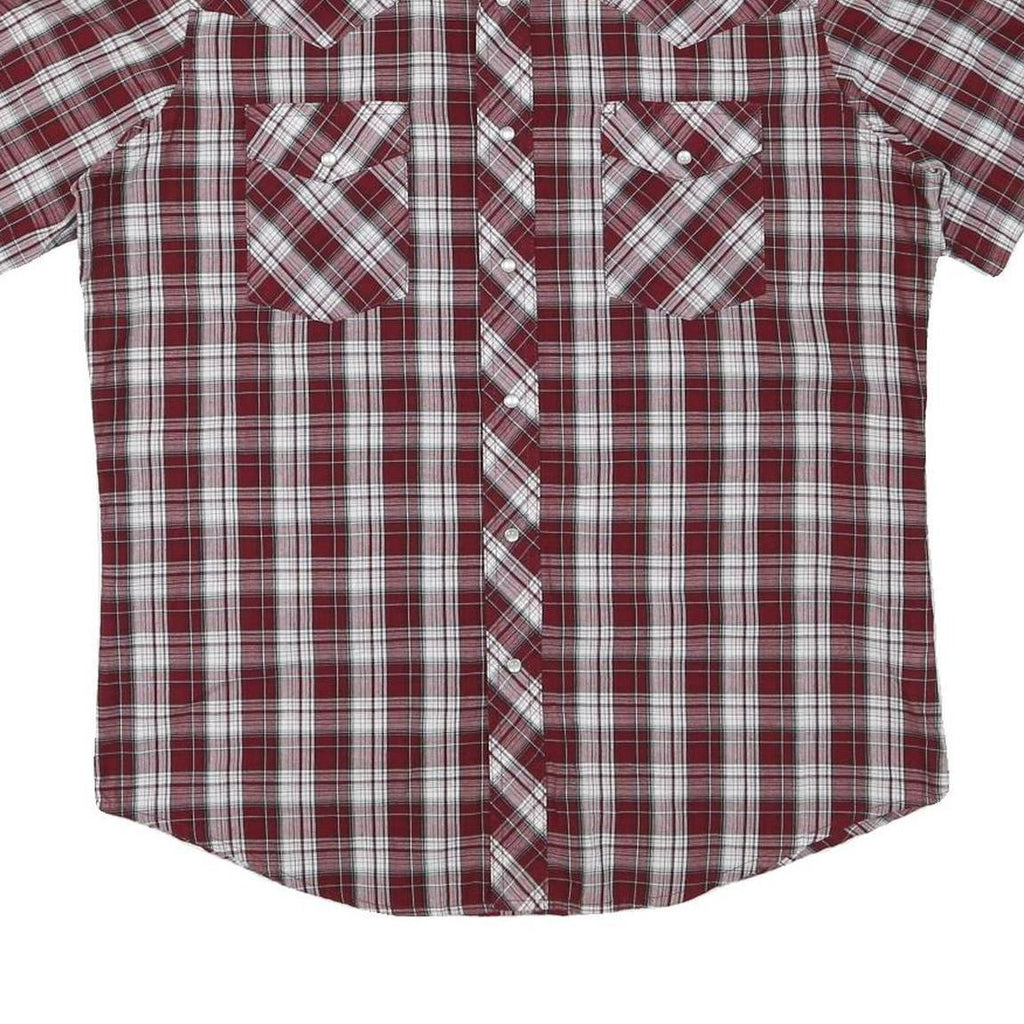 WRANGLER Mens Red & White Check Shirt L Western Casual Cotton Blend