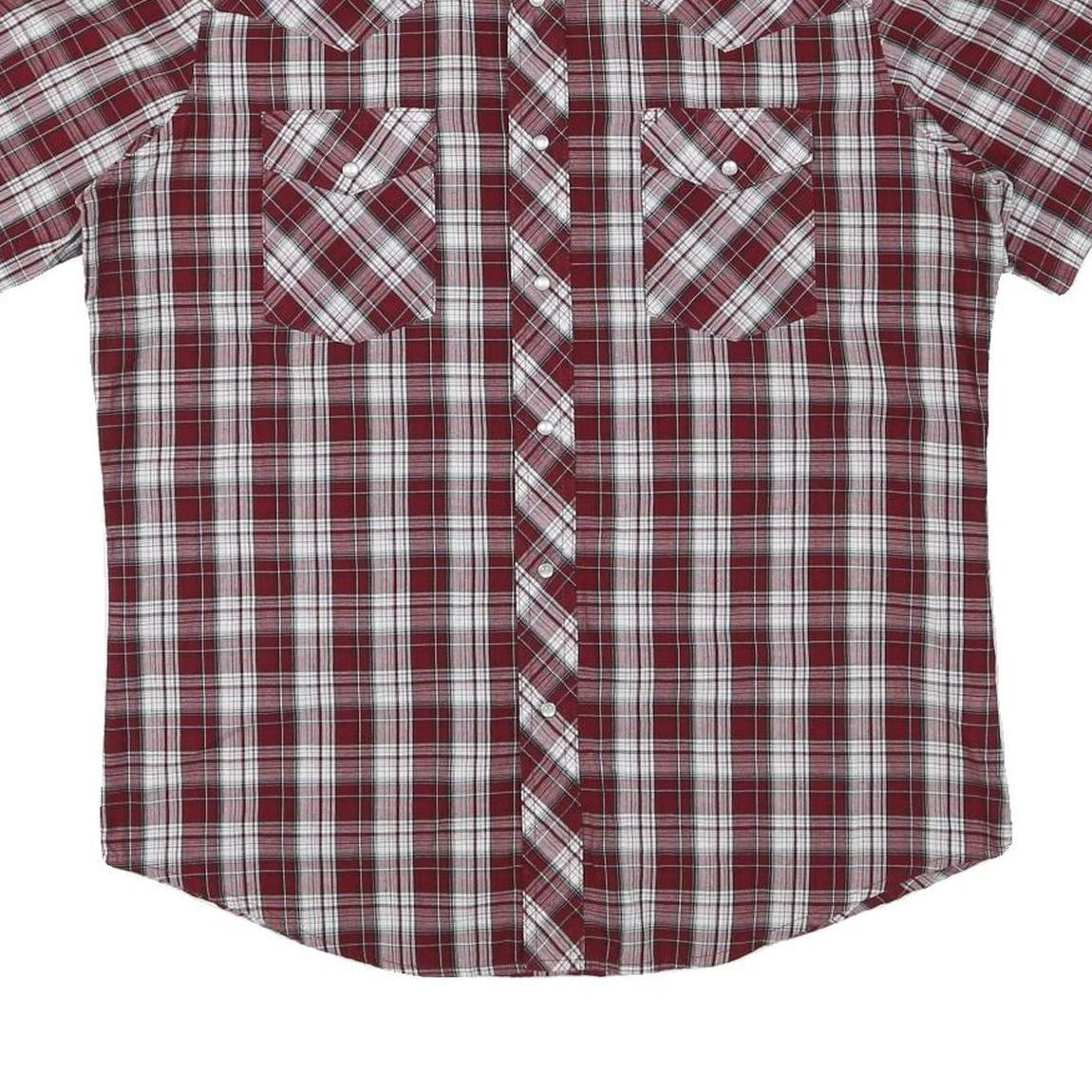 WRANGLER Mens Red & White Check Shirt L Western Casual Cotton Blend