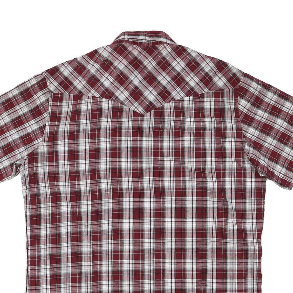 WRANGLER Mens Red & White Check Shirt L Western Casual Cotton Blend