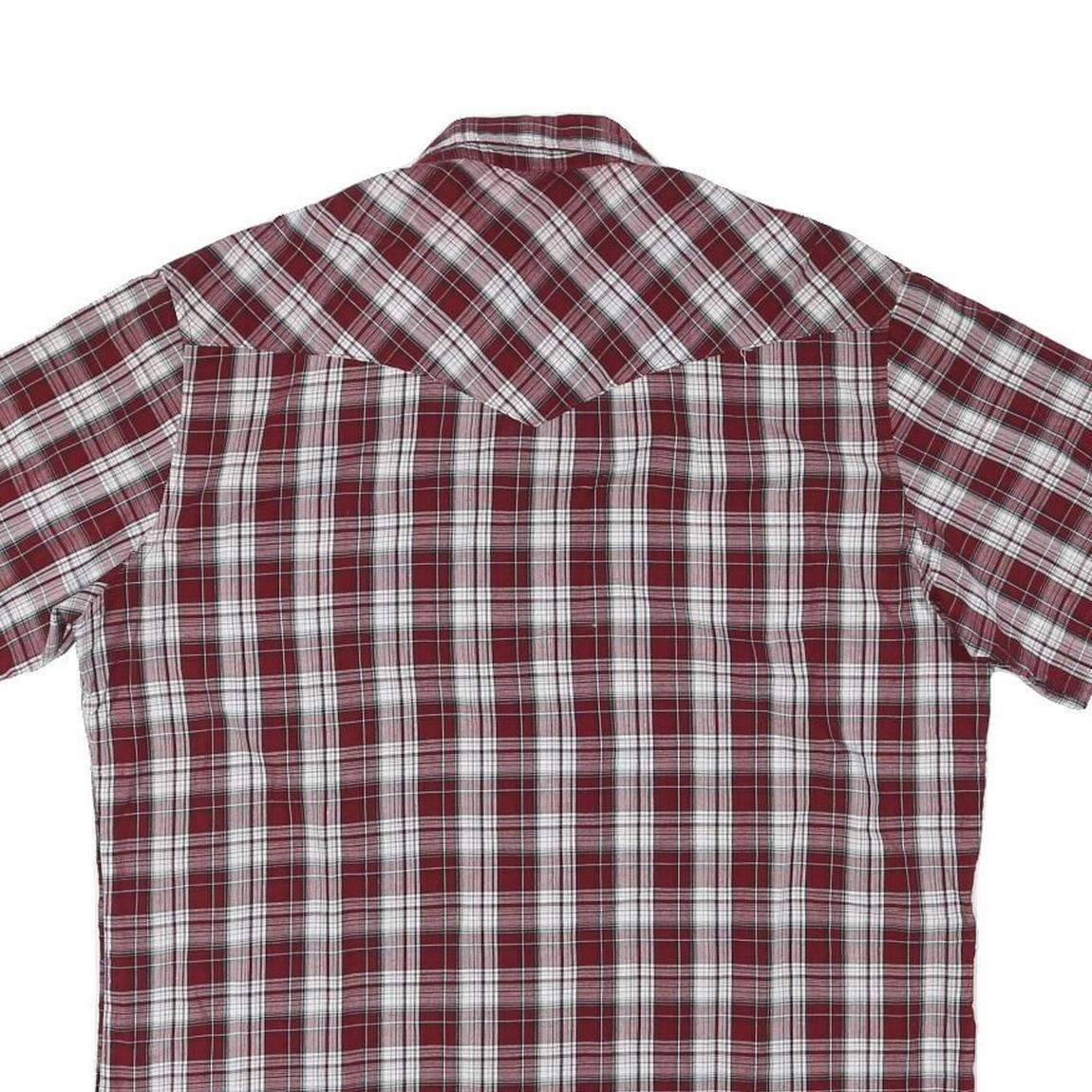 WRANGLER Mens Red & White Check Shirt L Western Casual Cotton Blend