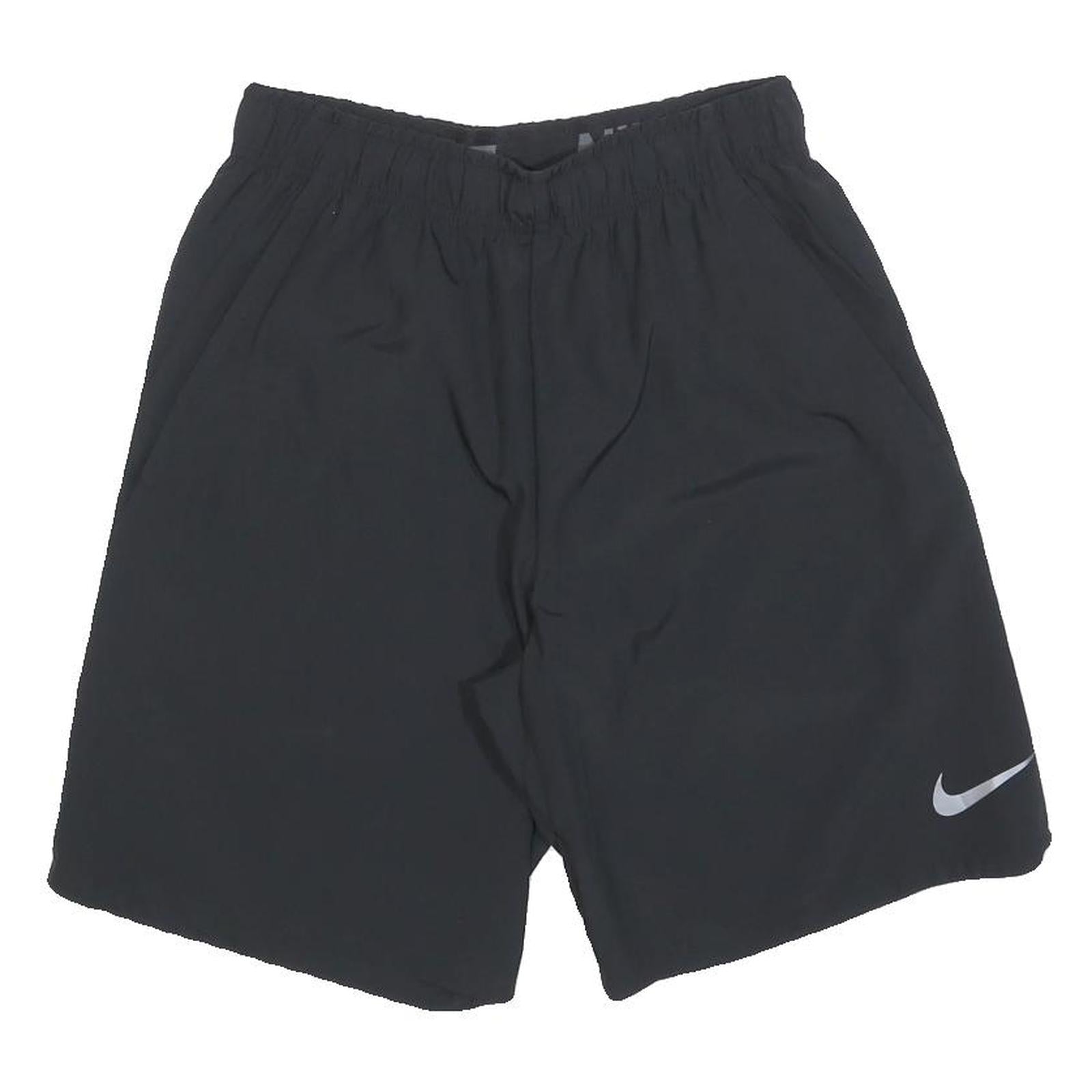 NIKE Mens Black Sports Casual Polyester Shorts S W26 Elastic Waist Activewear