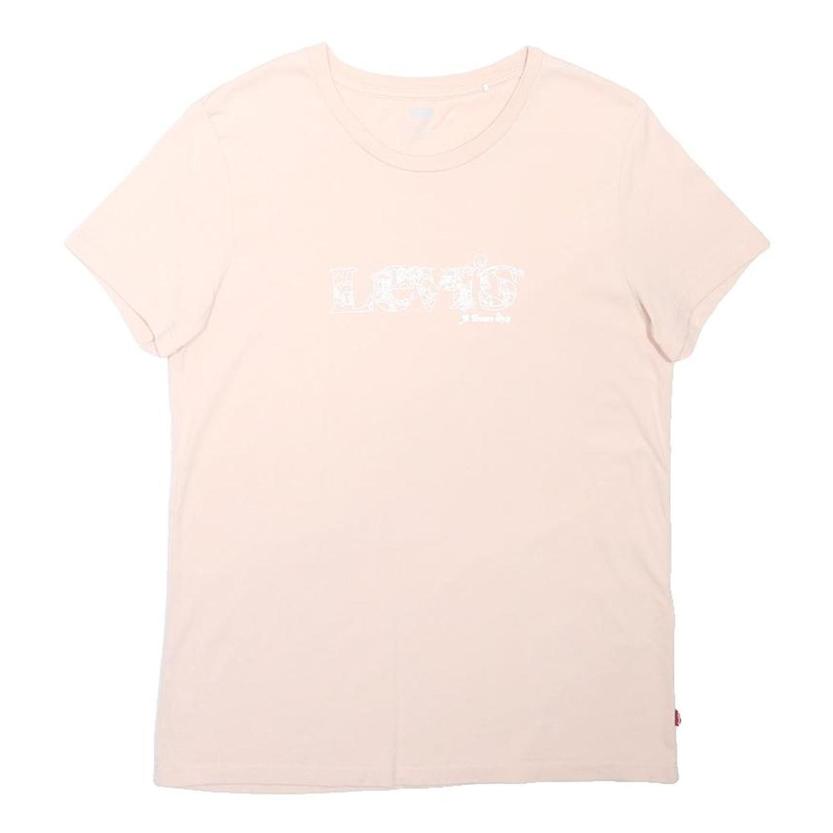 LEVIS Womens Pink T-Shirt S Short Sleeve Crew Neck Cotton Blend Classic Logo