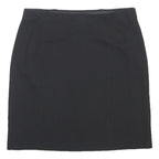 M&S Womens Black Straight Knee Length Polyester Blend Skirt UK 12 Work Casual
