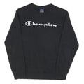 CHAMPION Boys Black Cotton Blend Crew Neck Sweatshirt 13-14Y Logo Print