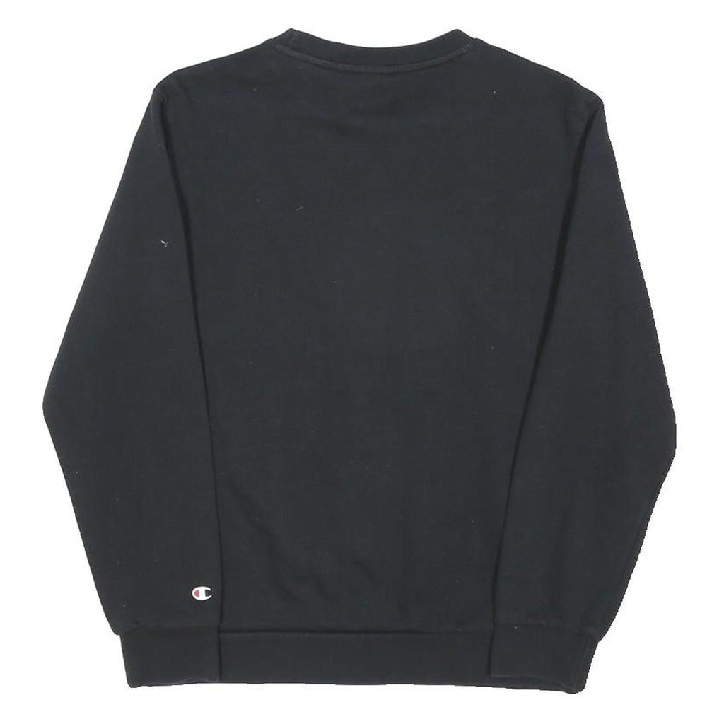 CHAMPION Boys Black Cotton Blend Crew Neck Sweatshirt 13-14Y Logo Print
