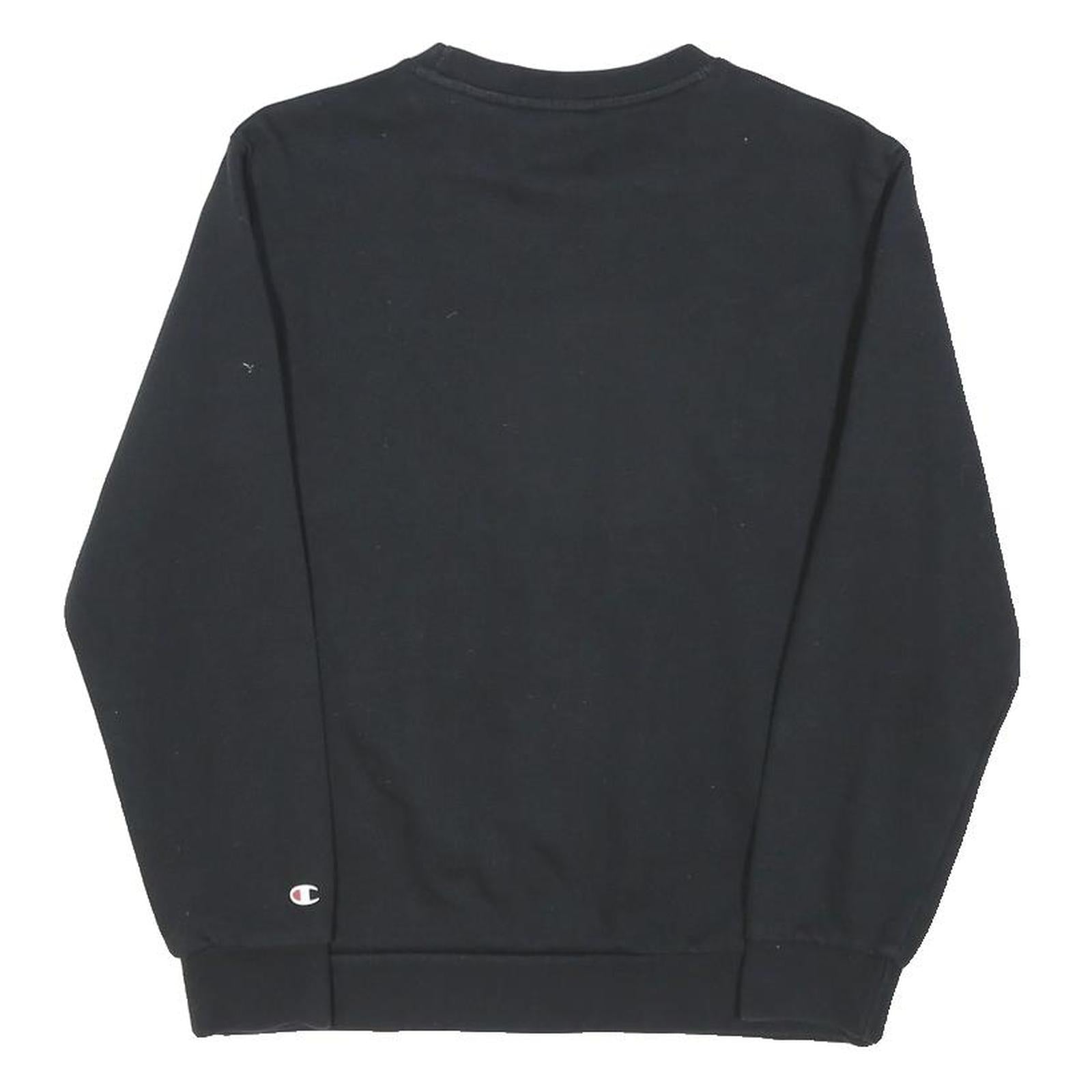 CHAMPION Boys Black Cotton Blend Crew Neck Sweatshirt 13-14Y Logo Print