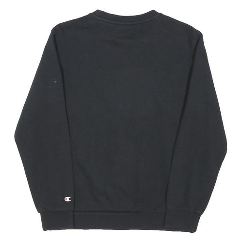 CHAMPION Boys Black Cotton Blend Crew Neck Sweatshirt 13-14Y Logo Print