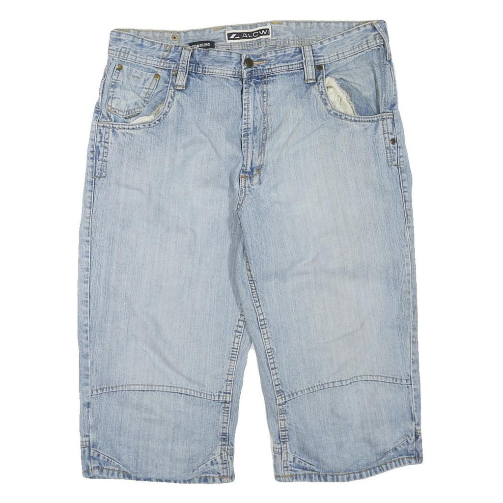 Womens Light Blue Denim Cotton Blend Casual Shorts L W36 Relaxed Fit