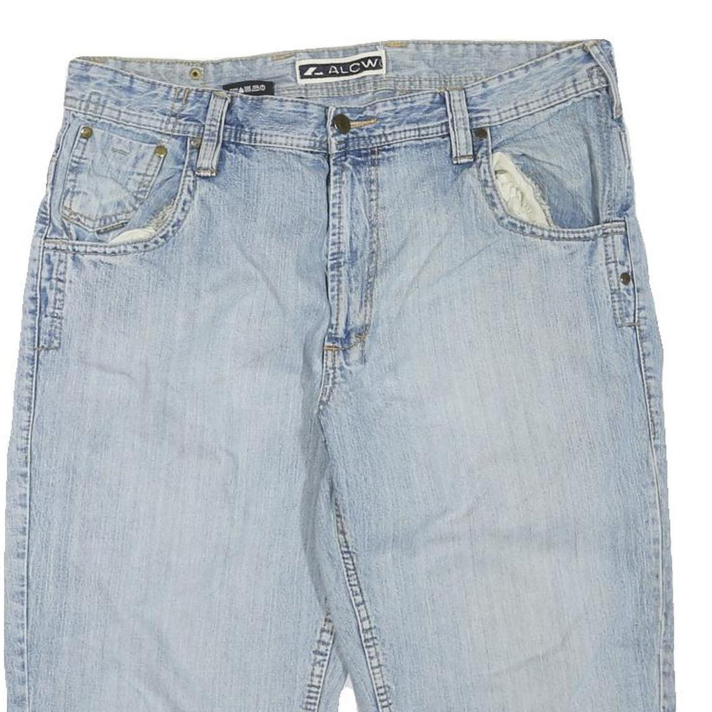 Womens Light Blue Denim Cotton Blend Casual Shorts L W36 Relaxed Fit