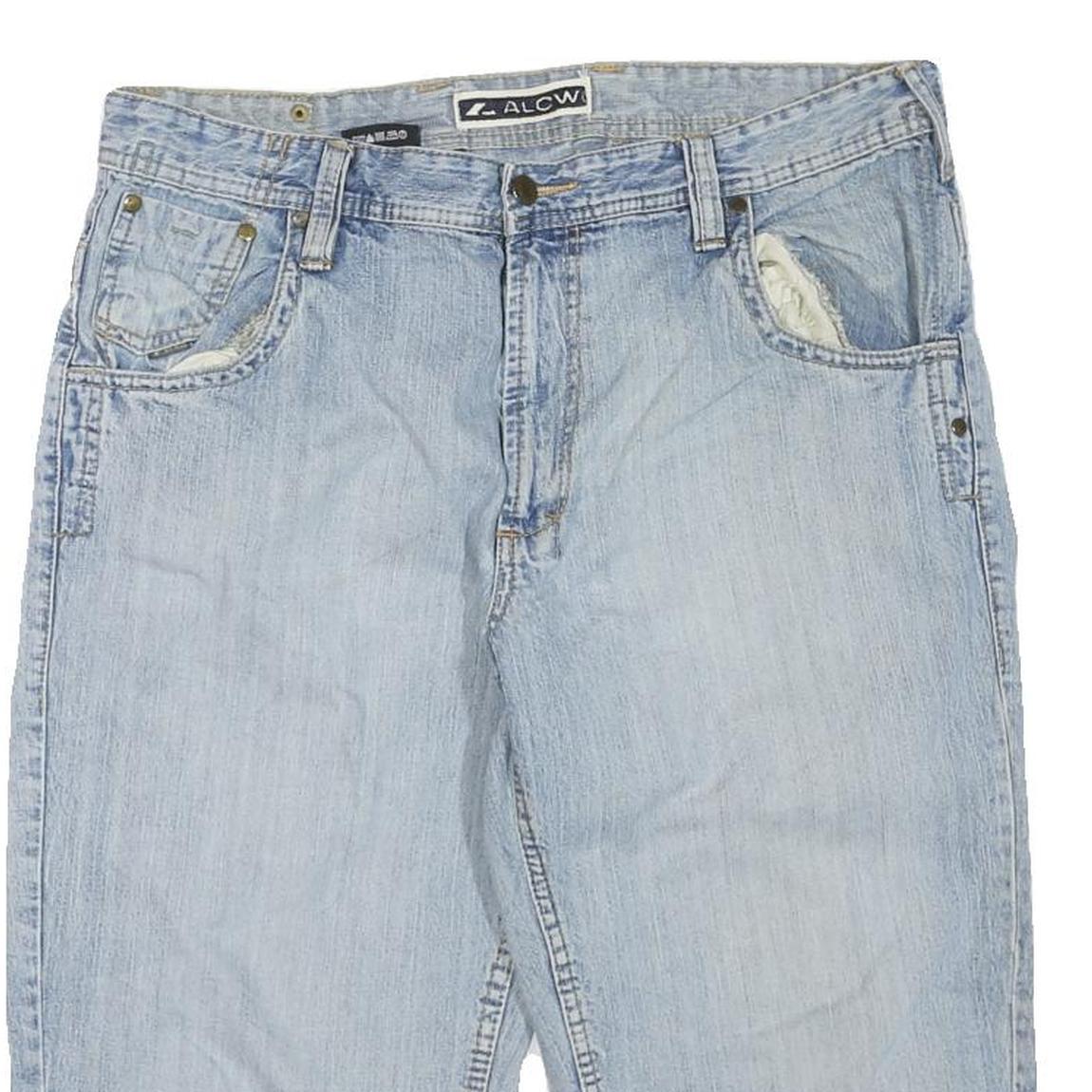 Womens Light Blue Denim Cotton Blend Casual Shorts L W36 Relaxed Fit