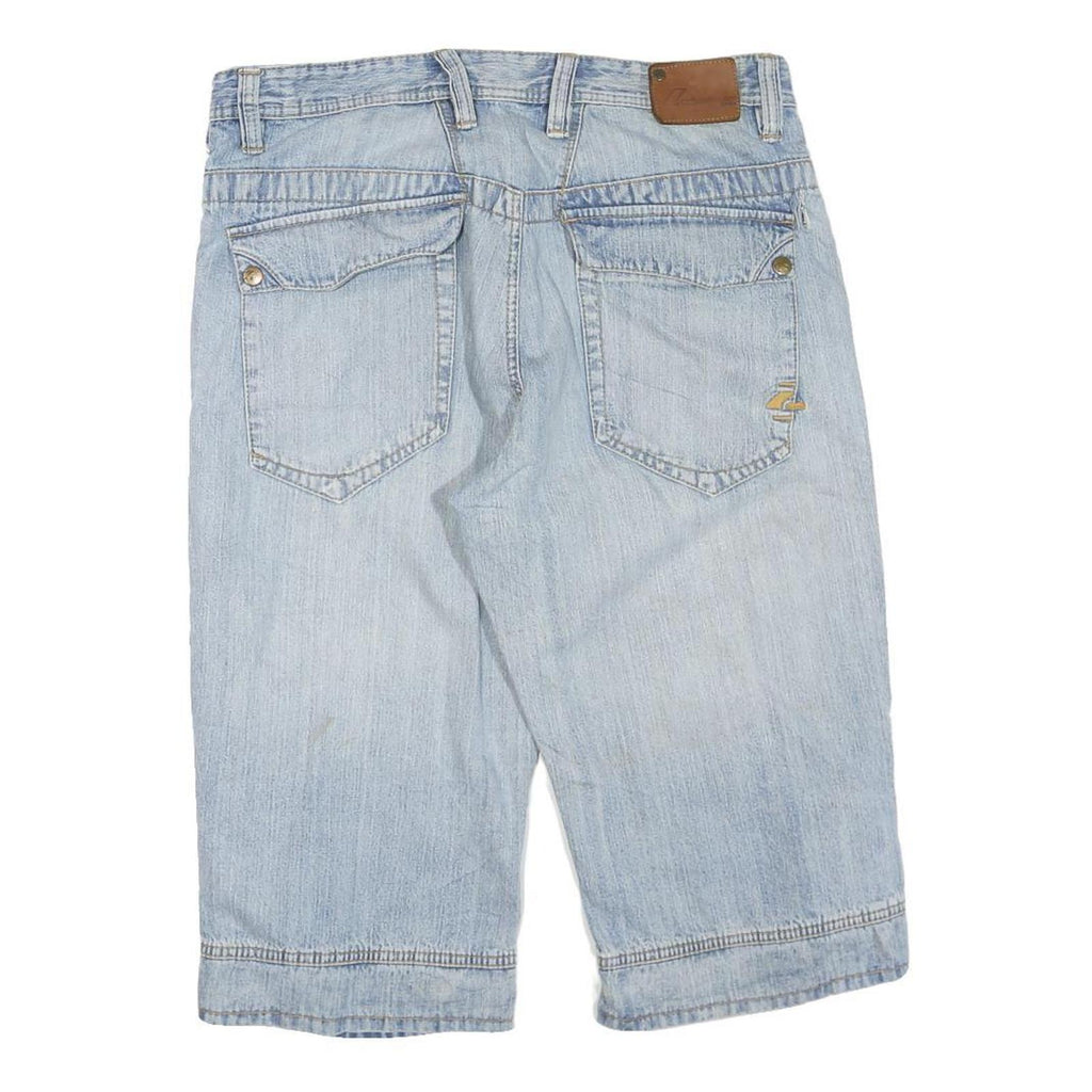 Womens Light Blue Denim Cotton Blend Casual Shorts L W36 Relaxed Fit