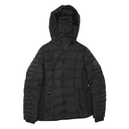 NAUTICA Womens Black Quilted Jacket S Polyester Blend Hooded Zip Up