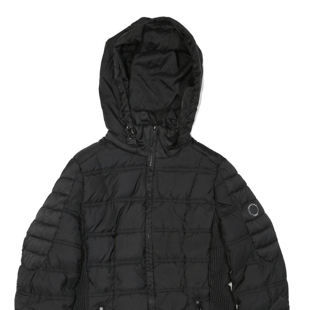 NAUTICA Womens Black Quilted Jacket S Polyester Blend Hooded Zip Up
